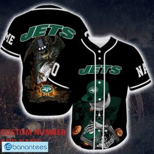 Custom Number And Name New York Jets Skull Halloween Baseball Jersey Unisex - Custom Number And Name New York Jets Skull Halloween Baseball Jersey_1