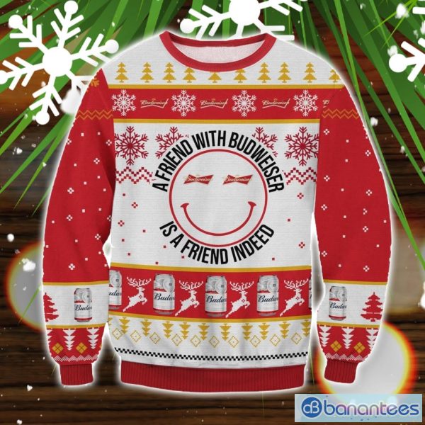 A Friend With Budweiser Ugly Chriatmas Sweater Christmas Gift Holiday Product Photo 1