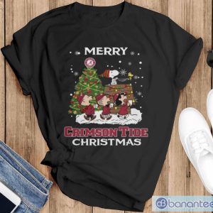 Alabama Crimson Tide Snoopy Family Christmas Shirt - Black T-Shirt