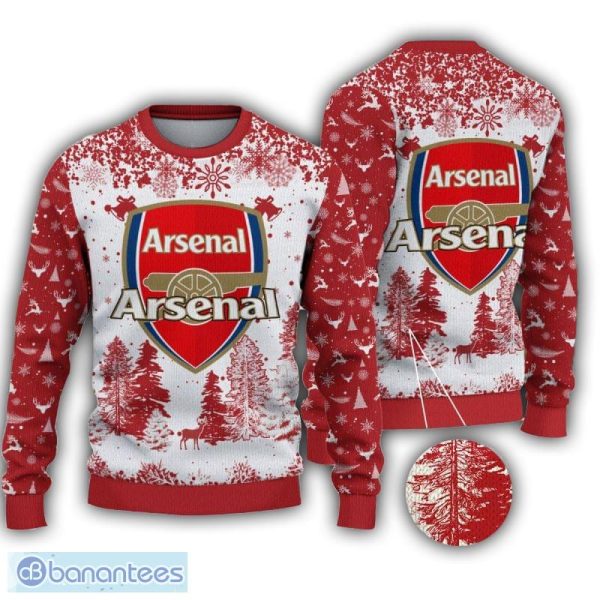 Arsenal FC Big Logo EPL Reindeer Snow Ugly Xmas Sweater Gift For Fans - Arsenal FC Big Logo EPL Reindeer Snow Ugly Xmas Sweater Gift For Fans