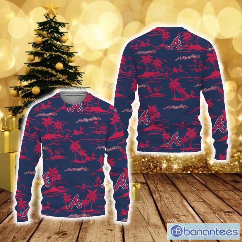 Atlanta Braves Coconut Tree Ugly Christmas 3D Sweater - Atlanta Braves Coconut Tree Ugly Christmas 3D Sweater