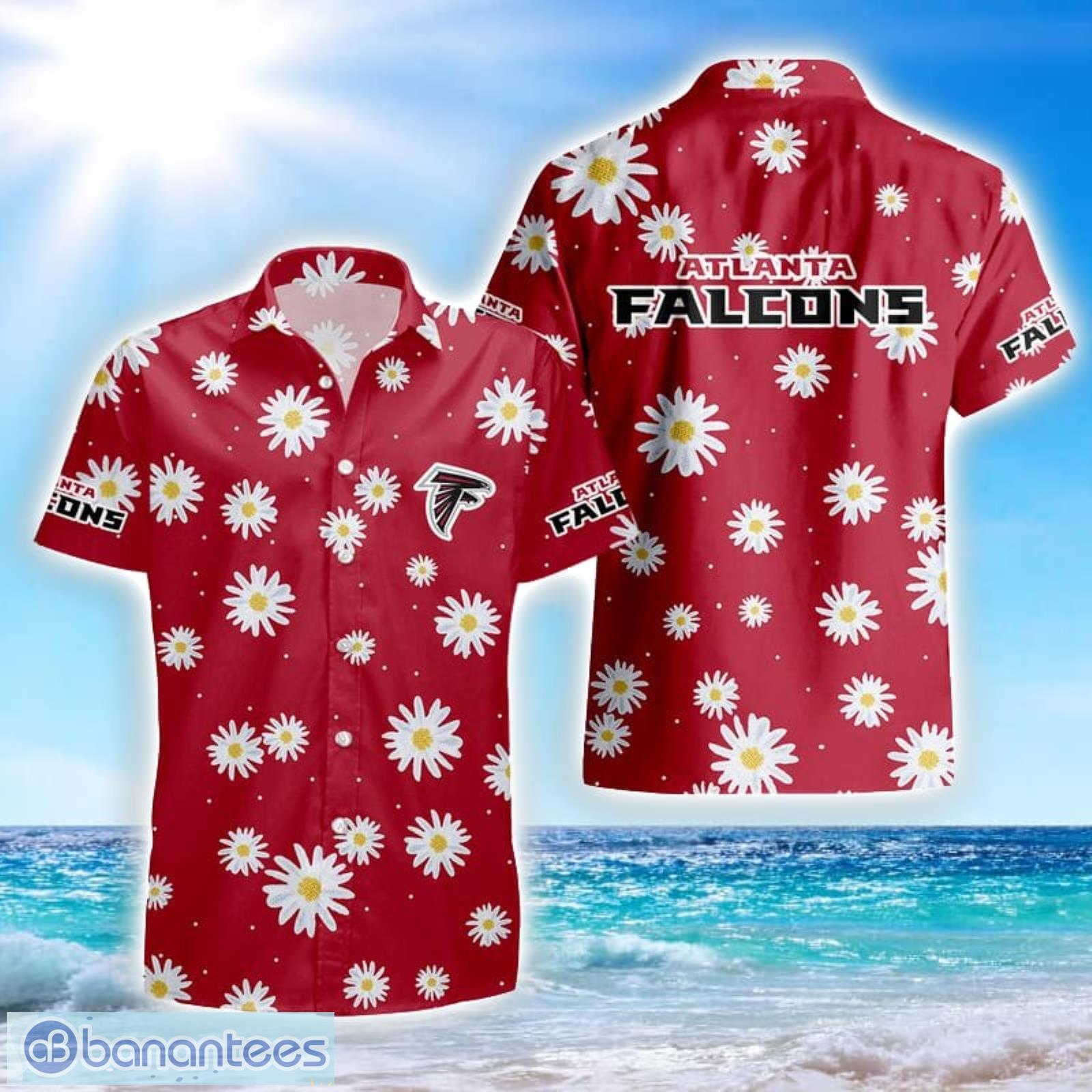 NFL Atlanta Falcons Hawaiian Shirt Red Silver Flower - Ingenious