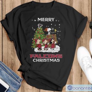 Atlanta Falcons Snoopy Family Christmas Shirt - Black T-Shirt