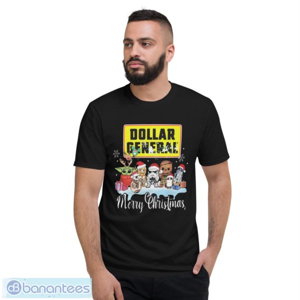 Baby Yoda Reindeer And Star War Characters Santa Dollar General Merry Christmas Shirt - Short Sleeve T-Shirt