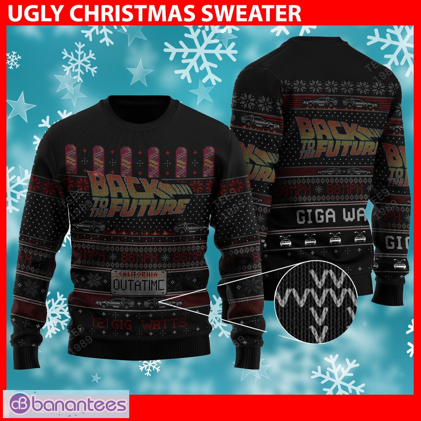 Back to the Future Ugly Christmas 3D Sweater For Men And Women - Back to the Future Knitted Sweater Photo 1