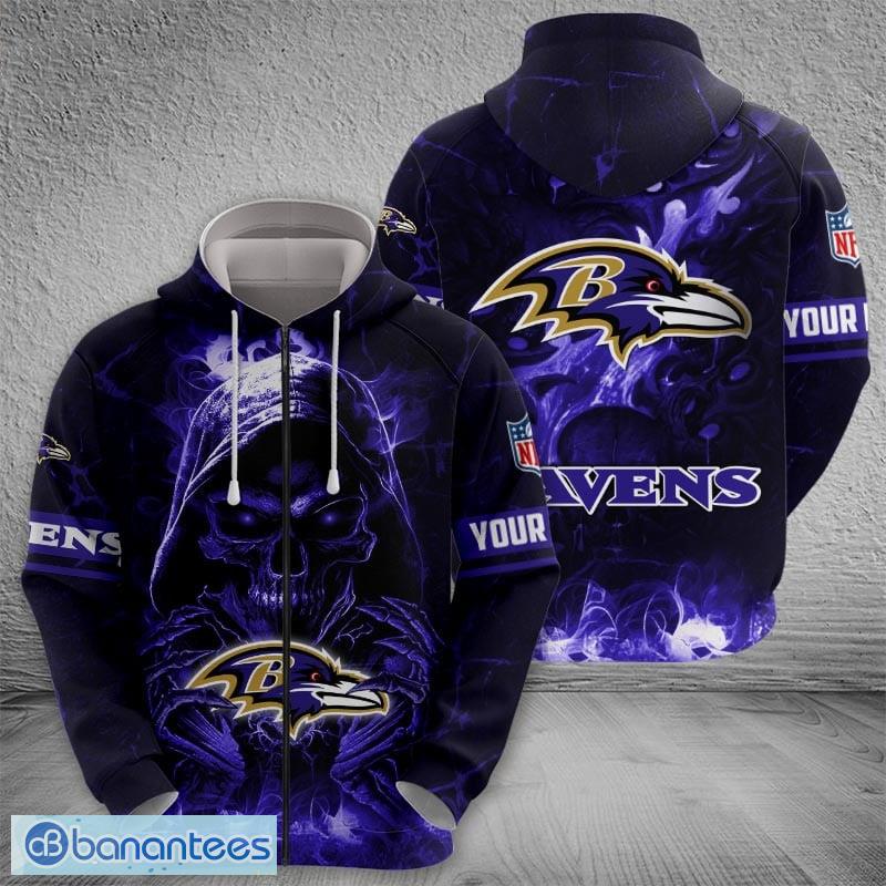 Baltimore Ravens Death 3D Hoodie Long Sleeve T Shirt Zip Hoodie