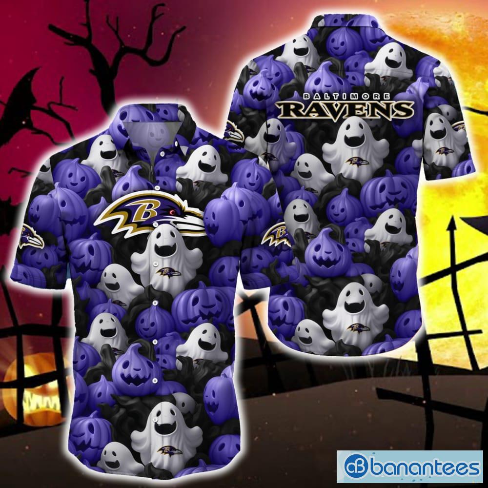 Baltimore Ravens Skull Carved Halloween Hawaiian Shirt Gift Men Women -  Banantees