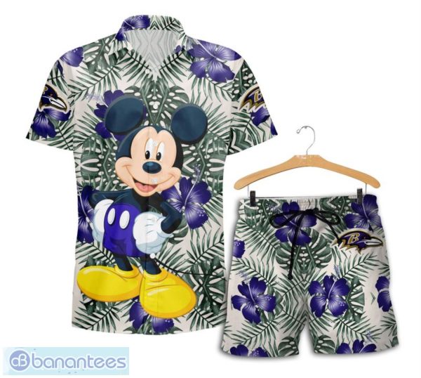 Baltimore Ravens Mickey Hawaiian Shirt and Shorts Funny Summer Gift Product Photo 1