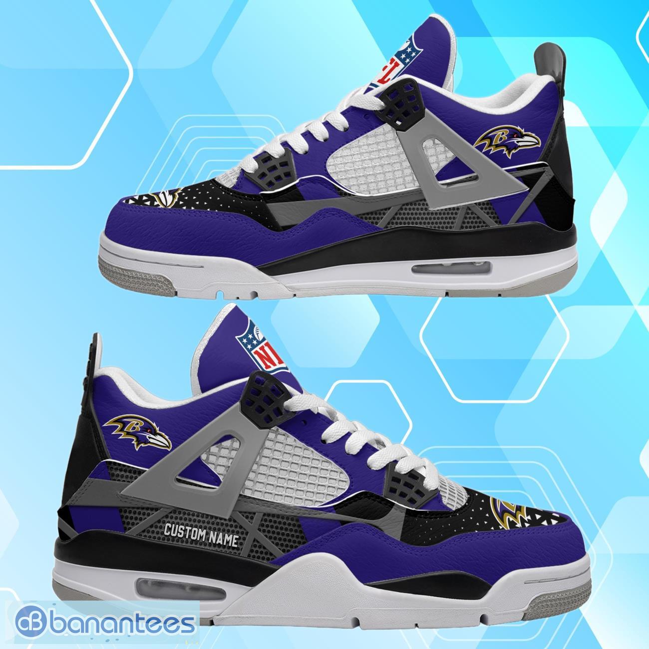 NFL Baltimore Ravens Custom Name Air Jordan 13 Shoes V4