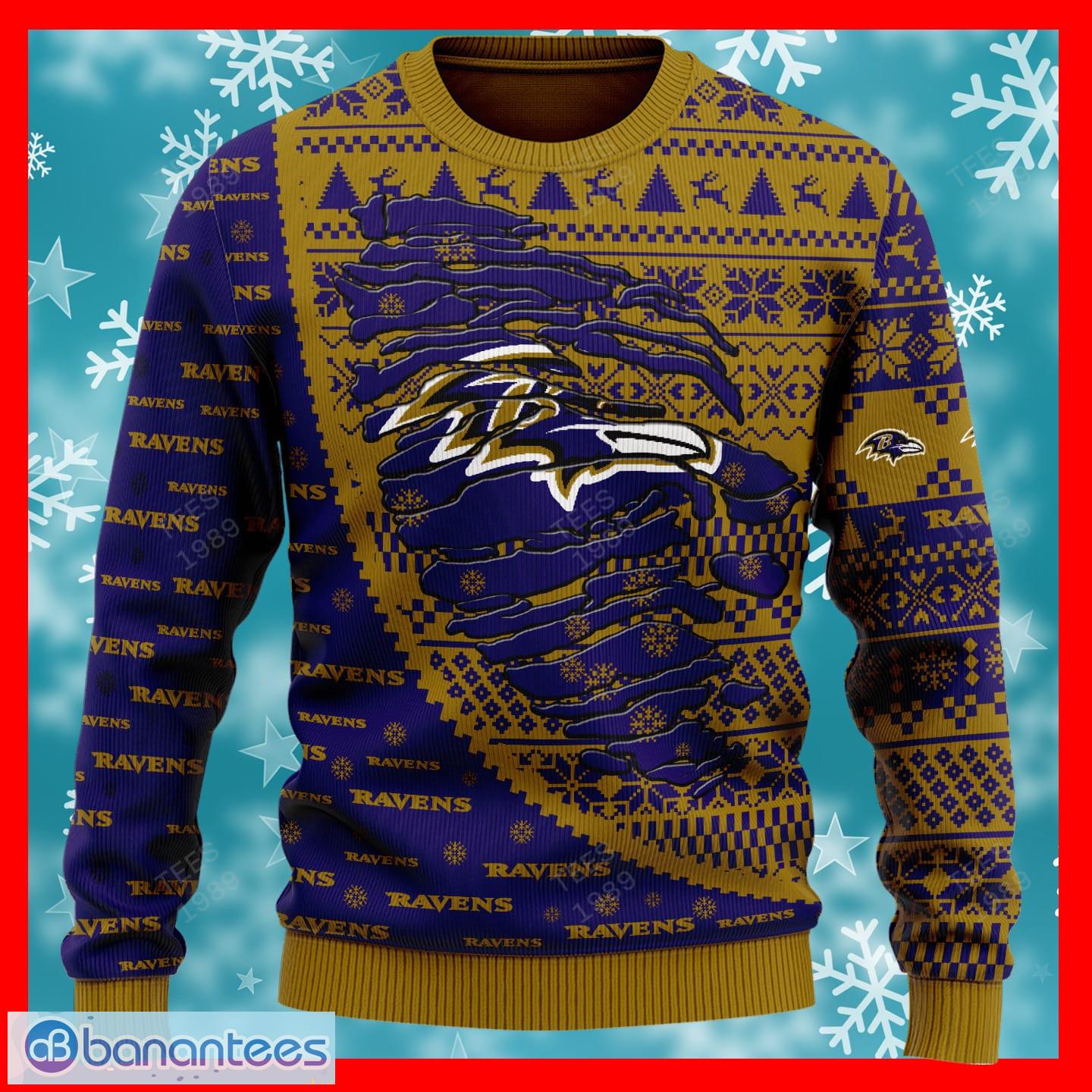 Baltimore Ravens Christmas Reindeer Winter Pattern Ugly Christmas