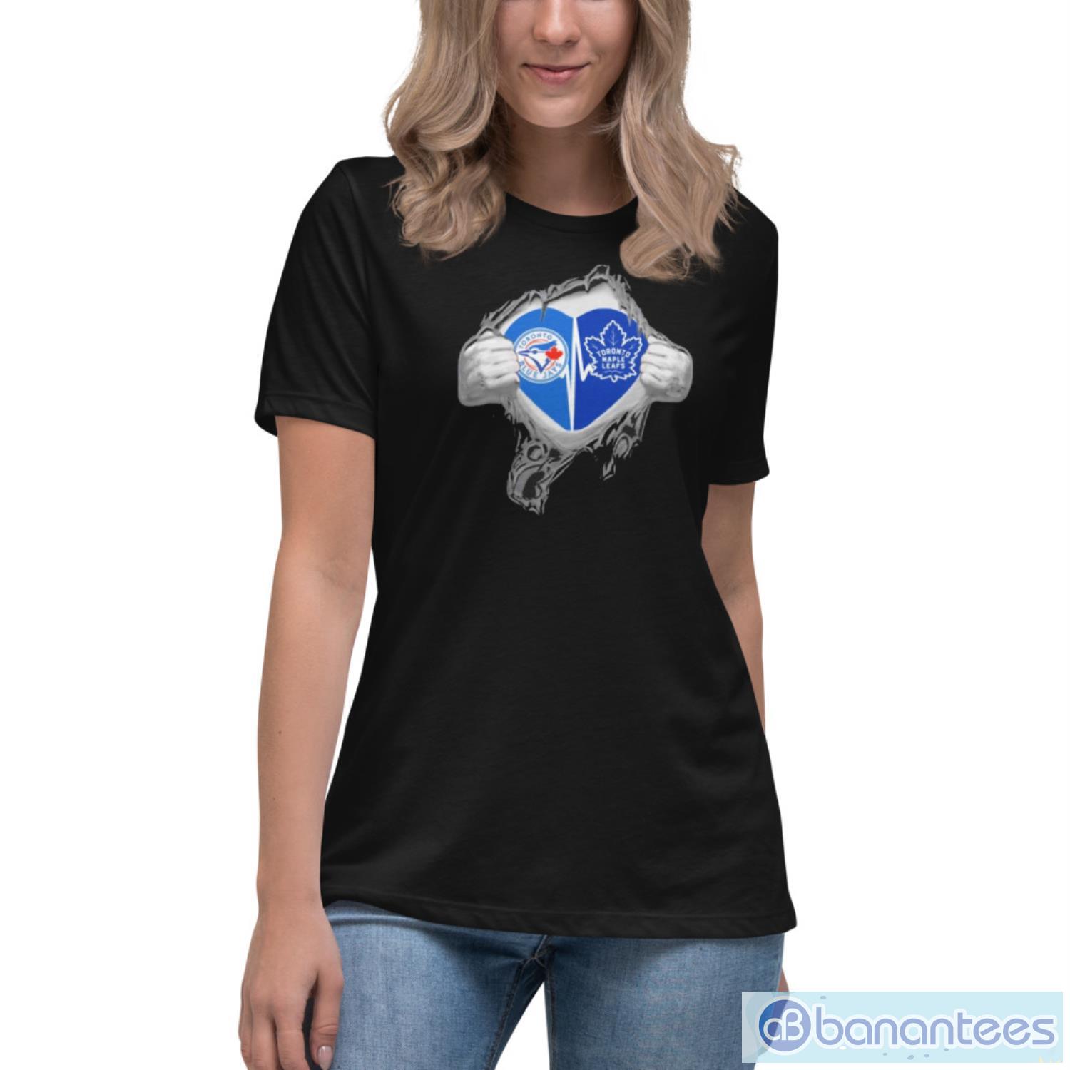 blood-inside-me-toronto-blue-jays-and-toronto-maple-leafs-its-in-my-heart-shirt-4.jpeg Blood Inside Me Toronto Blue Jays And Toronto Maple Leafs It’s In My Heart Shirt - Women's Relaxed Short Sleeve Jersey Tee