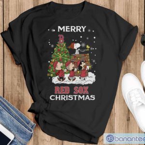 Boston Red Sox Snoopy Family Christmas Shirt - Black T-Shirt