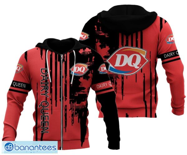 Brush Pattern DAIRY QUEEN Logo Brand 3D Zip Hoodie Pullover Print - Brush Pattern DAIRY QUEEN Logo Brand 3D Zip Hoodie Pullover Print Photo 2