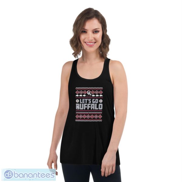 Buffalo Bills Let’s Go Buffalo Christmas Ugly Sweatshirt - Women's Flowy Racerback Tank