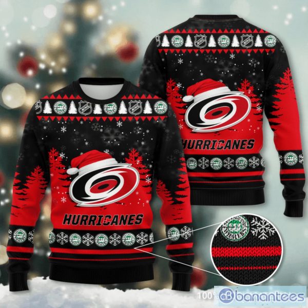 Carolina Hurricanes Santa Hat Snowflake 3D Ugly Christmas Sweater Christmas Gift Product Photo 1