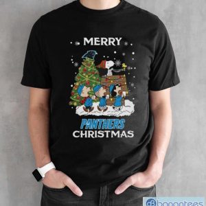 Carolina Panthers Snoopy Family Christmas Shirt - Black Unisex T-Shirt