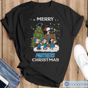 Carolina Panthers Snoopy Family Christmas Shirt - Black T-Shirt