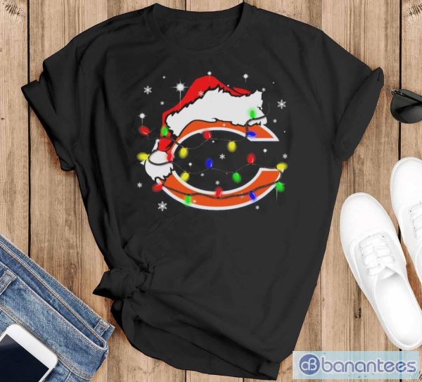 Chicago Bears Santa Hat Christmas Light Shirt - Banantees