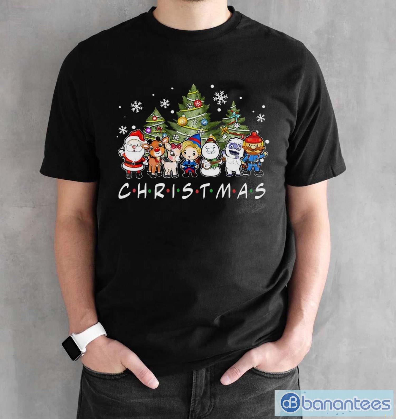 christmas-family-friends-santa-rudolph-snowman-pajamas-shirt-1.jpg Christmas Family Friends Santa Rudolph Snowman Pajamas Shirt - Black Unisex T-Shirt