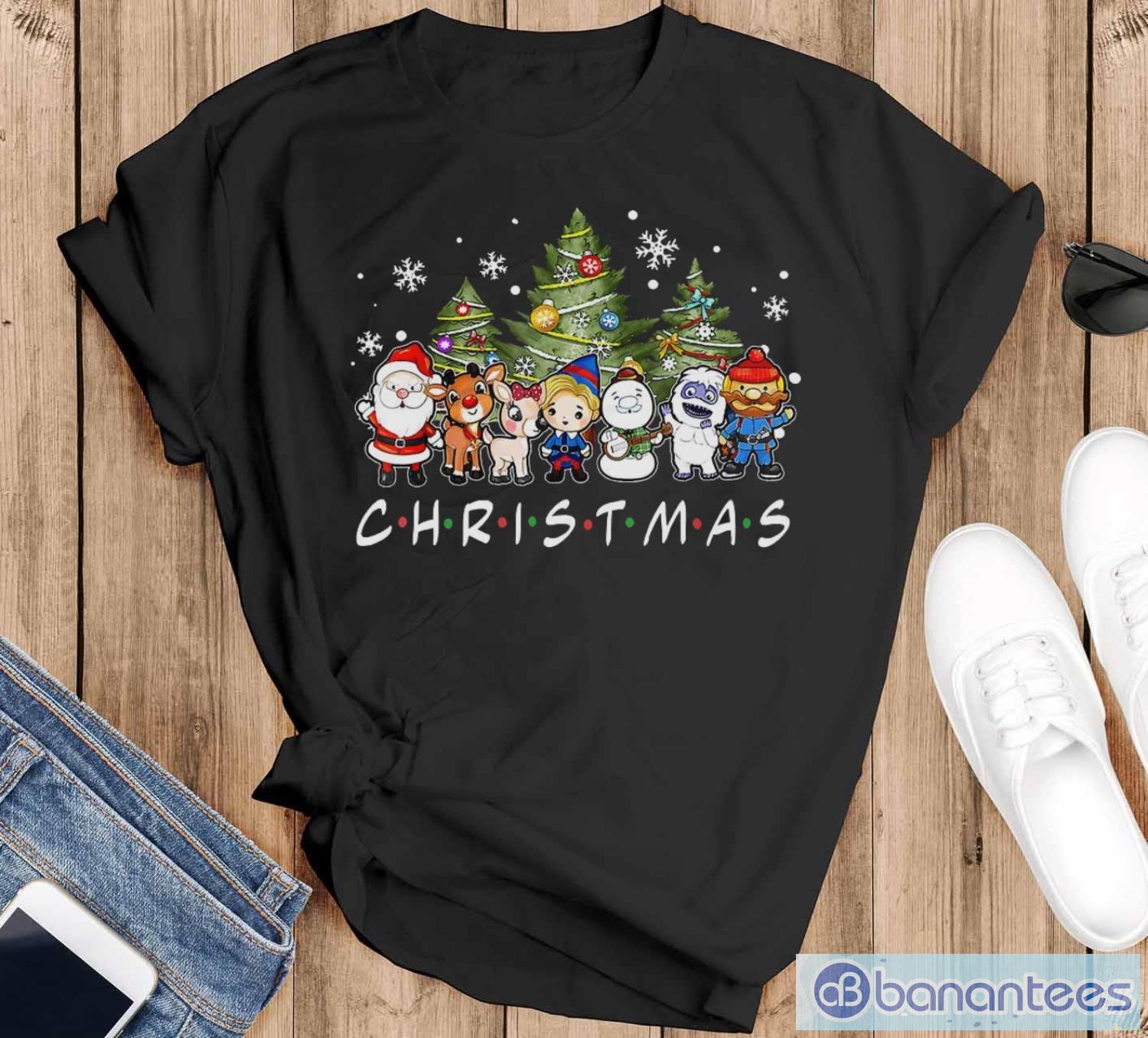 Christmas Family Friends Santa Rudolph Snowman Pajamas Shirt - Black T-Shirt Christmas Family Friends Santa Rudolph Snowman Pajamas Shirt - Black T-Shirt