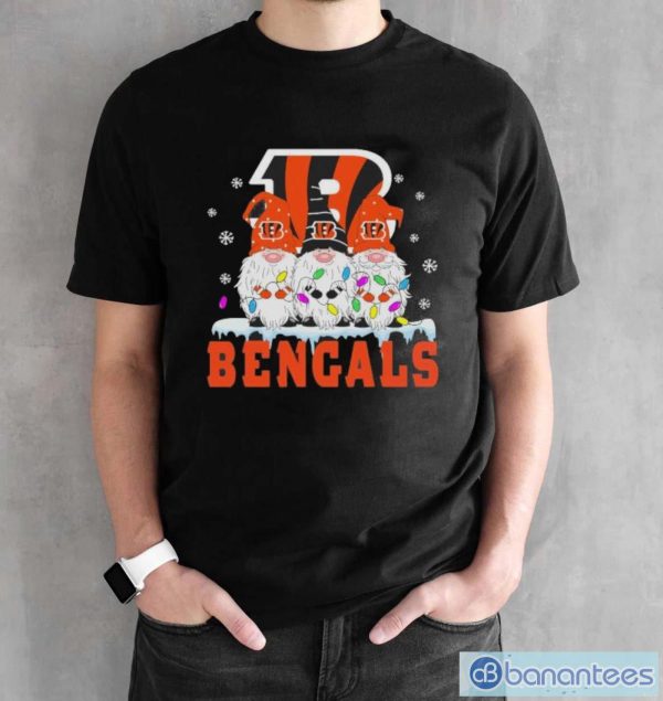 Cincinnati Bengals Football Gnomes Christmas 2023 Shirt - Black Unisex T-Shirt