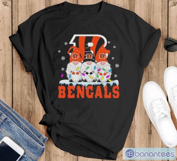 Cincinnati Bengals Football Gnomes Christmas 2023 Shirt - Black T-Shirt