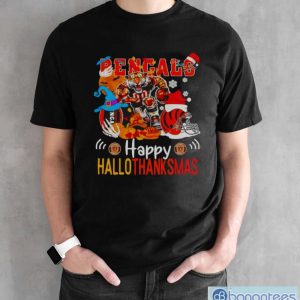 Cincinnati Bengals Mascot Happy Hallothanksmas Shirt - Black Unisex T-Shirt