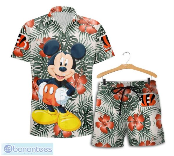 Cincinnati Bengals Mickey Hawaiian Shirt and Shorts Funny Summer Gift Product Photo 1