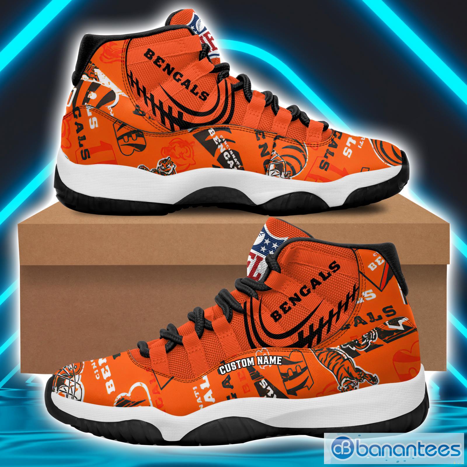 Cincinnati Bengals Custom Name Air Jordan 11 Sneakers Shoes