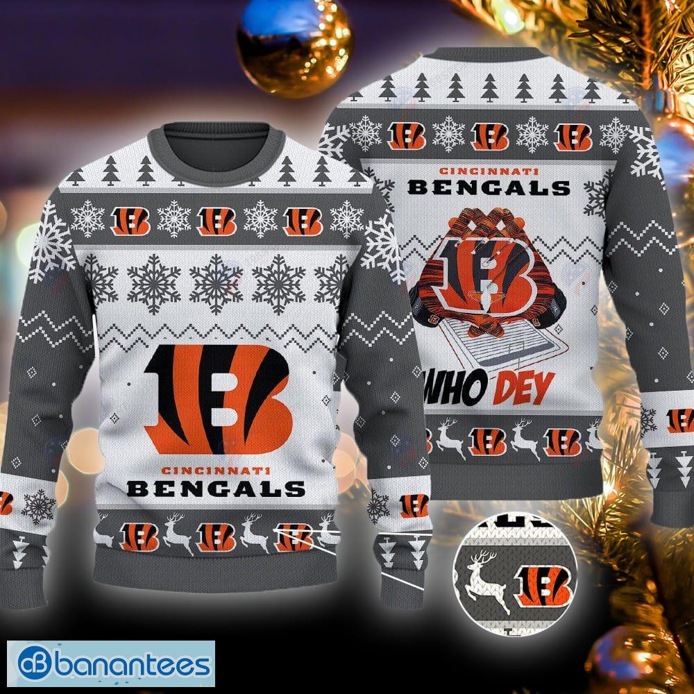 Cincinnati Bengals Christmas Big Reindeer Pattern Christmas Gift 3D Ugly  Christmas Sweater - Banantees