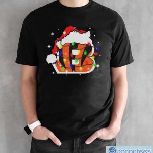 Cincinnati Bengals Santa Hat Christmas Light Shirt - Black Unisex T-Shirt