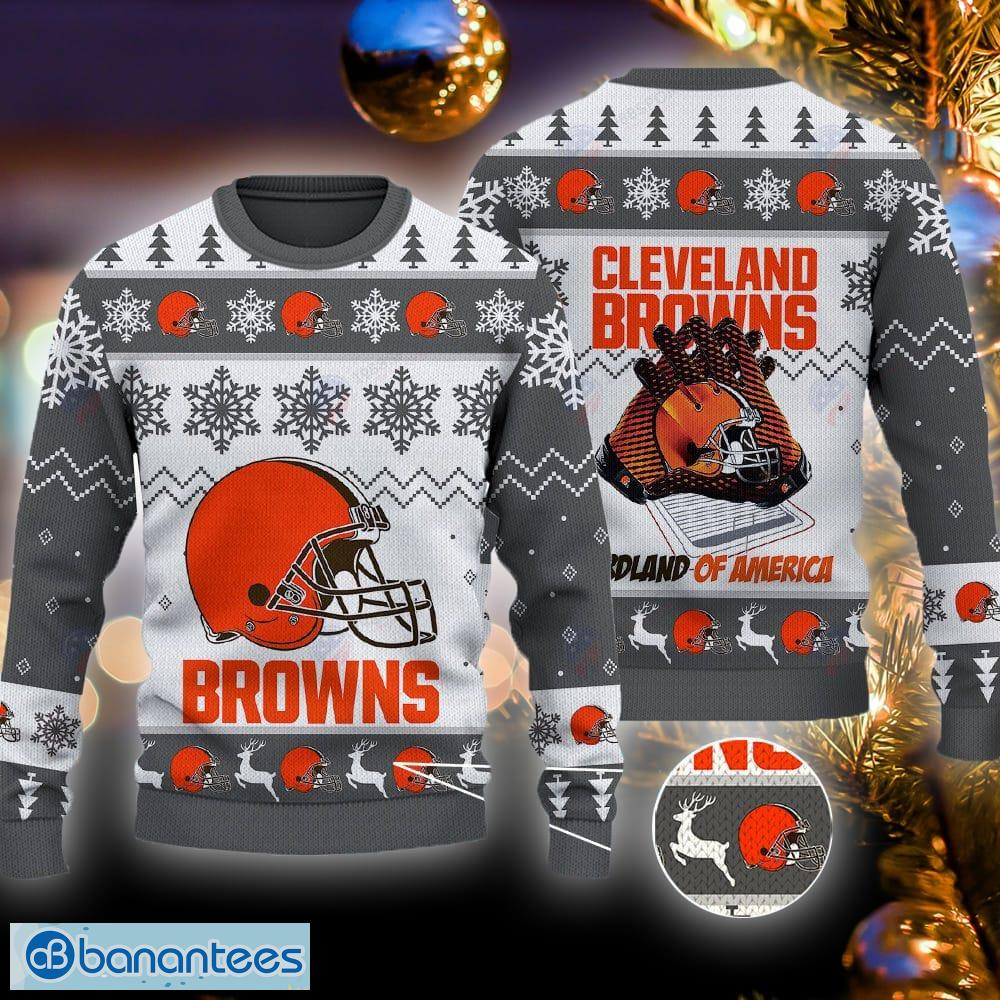 Cleveland Browns NFL AOP Winterize Ugly Christmas Sweater Orange