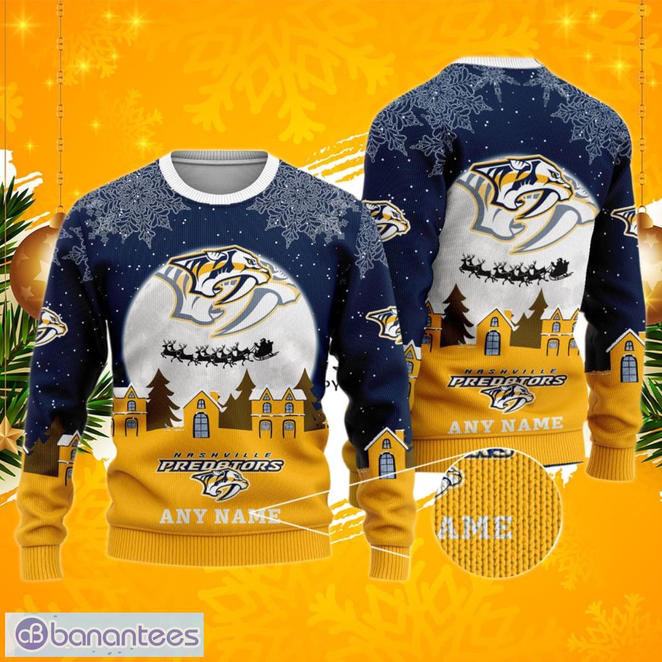 CustomCat Nashville Predators Vintage NHL Ugly Christmas Sweater Navy / 5XL