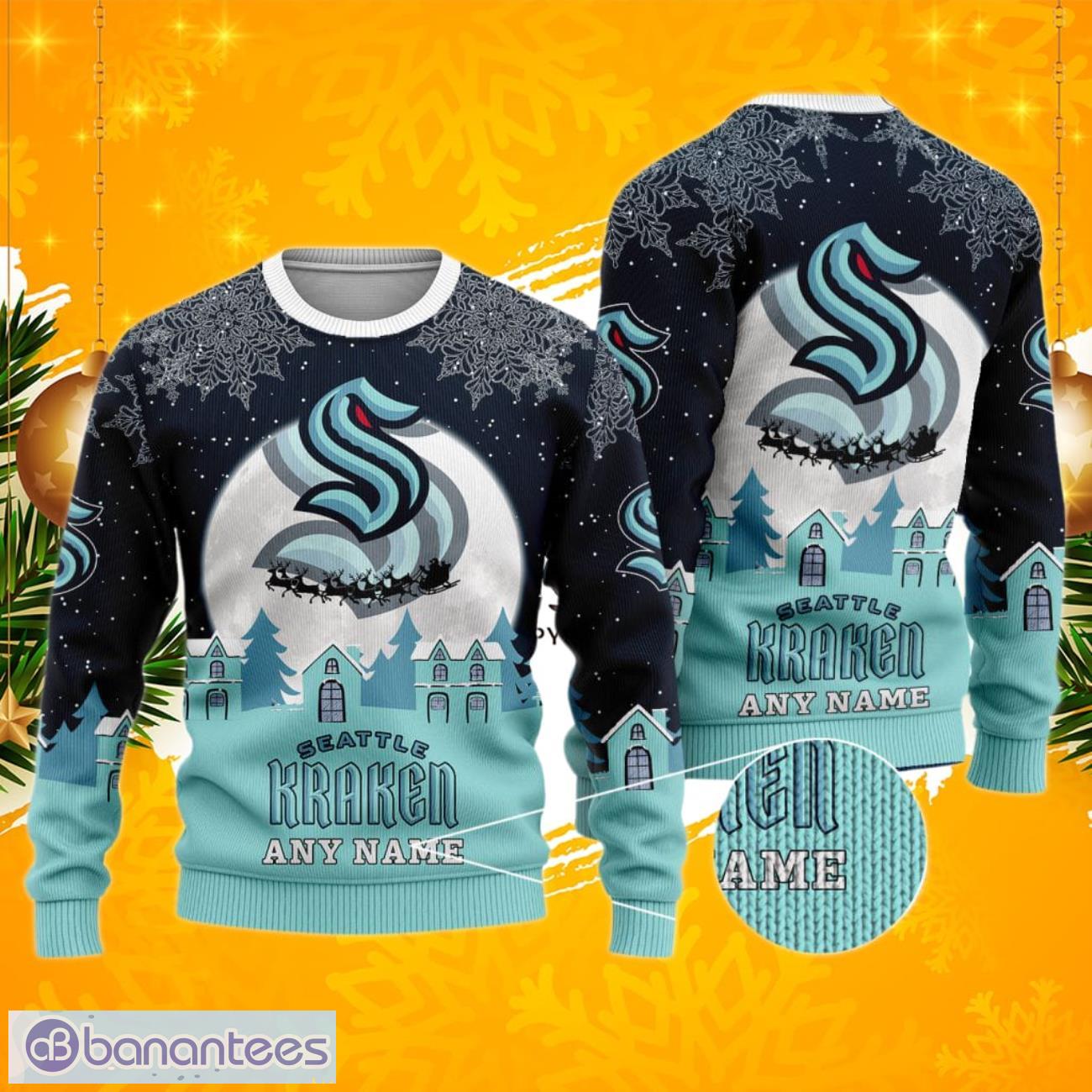 Personalized NHL Seattle Kraken Elk Pattern Ugly Christmas Sweater Perfect  Gift For Football Fans