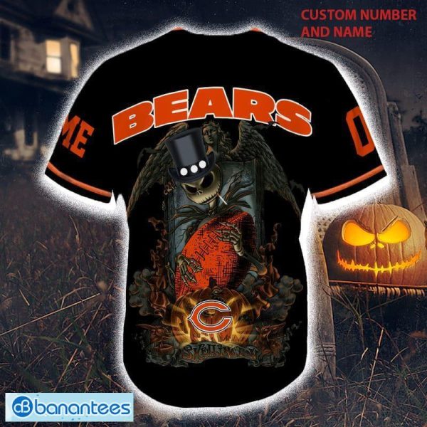 Custom Name Chicago Bears Logo Skellington Baseball Jerseys