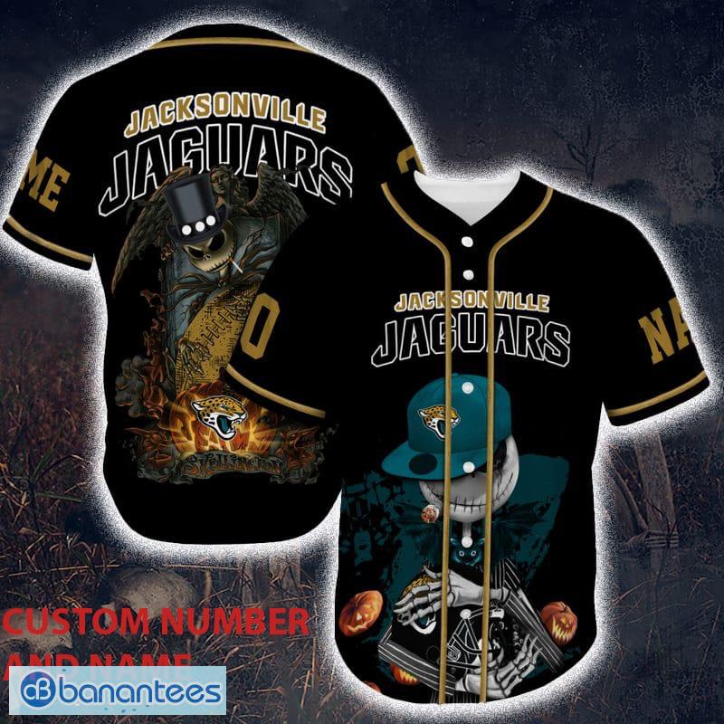 Jacksonville Jaguars NFL Baseball Jersey Shirt Skull Custom Number And Name  For Fans Gift Halloween - Banantees