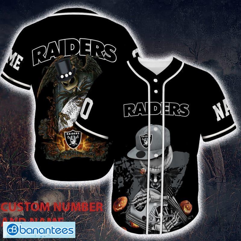 Custom Number And Name Las Vegas Raiders Skull Halloween Baseball Jersey  Unisex - Banantees