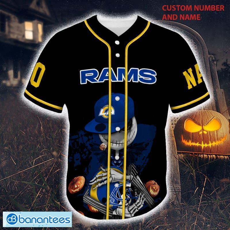Custom Number And Name Los Angeles Rams Skull Halloween Baseball
