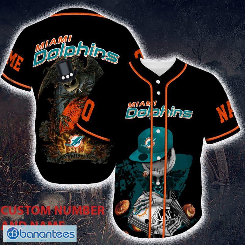 Custom Name Personalized Miami Dolphins Baseball Jersey - Premium