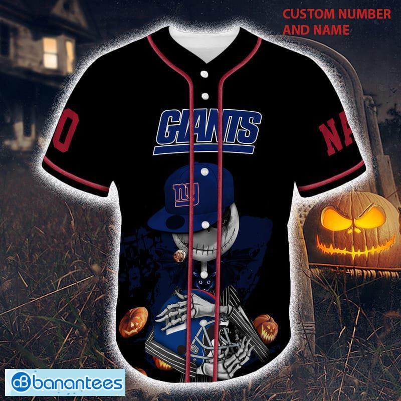 Custom Number And Name New York Giants Skull Halloween Baseball Jersey  Unisex - Banantees