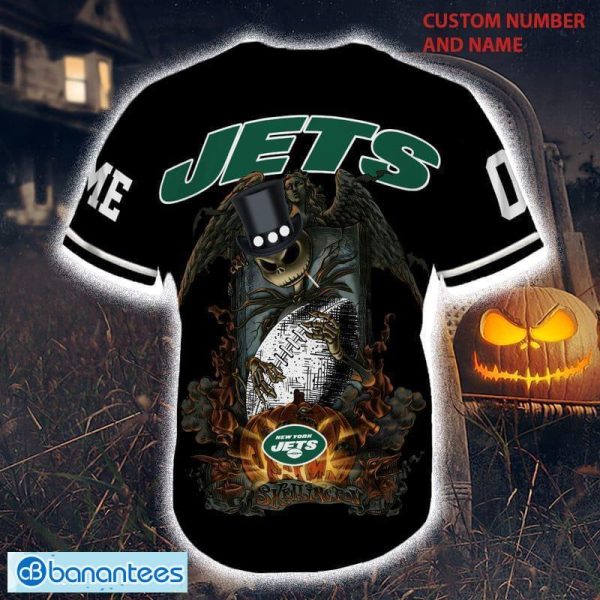 Custom Number And Name New York Jets Skull Halloween Baseball Jersey Unisex - Custom Number And Name New York Jets Skull Halloween Baseball Jersey_3
