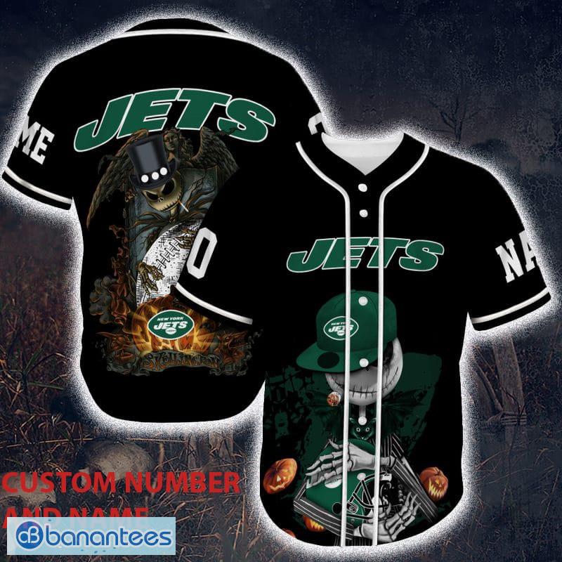 NFL New York Jets Baseball Jersey Shirt Skull Custom Name - ZillaSportive