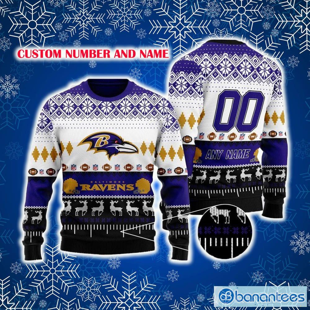 Baltimore Ravens Nfl Personalized Name Number Ugly Christmas Sweater