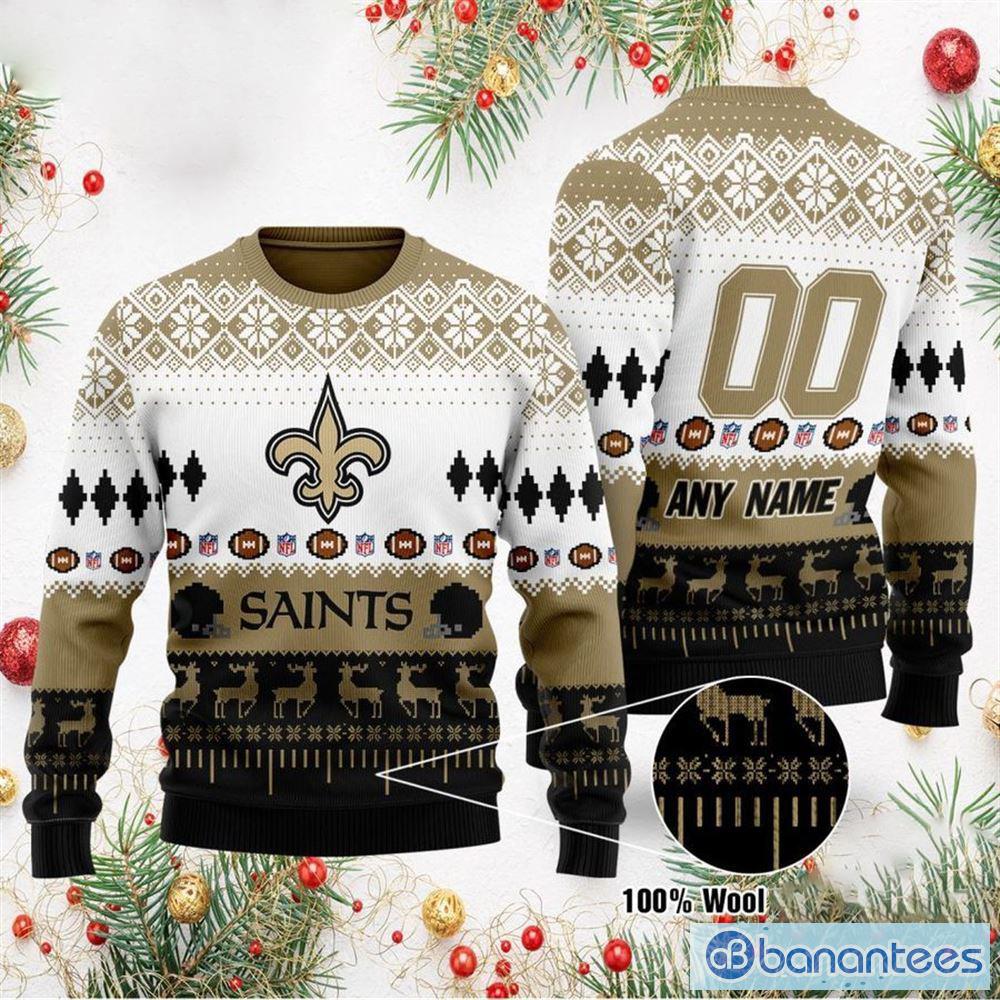 Custom Name And Number NFL New Orleans Saints Team Ugly Christmas