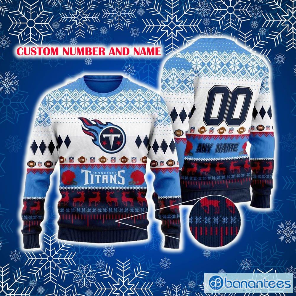 Tennessee Titans Logo Knitted Ball Snowfalke Pattern Ugly Christmas Sweater  - Banantees