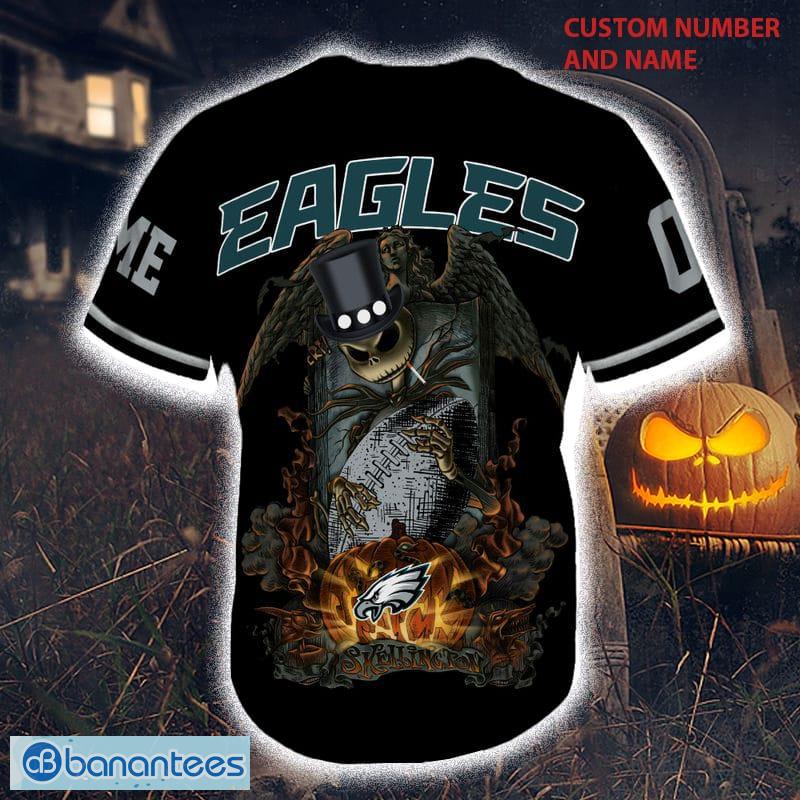 Philadelphia Eagles NFL Baseball Jersey Shirt Skull Custom Number And Name  For Fans Gift Halloween - Freedomdesign