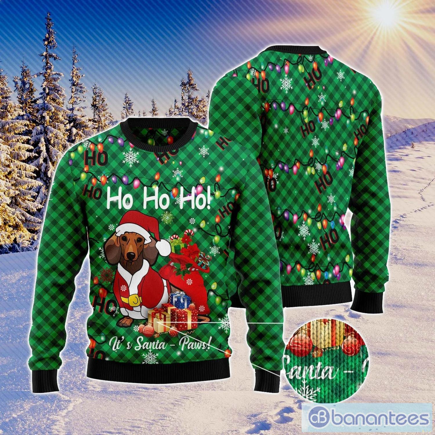 Dachshund Santa Paw 3D Ugly Christmas Sweater For Men And Women