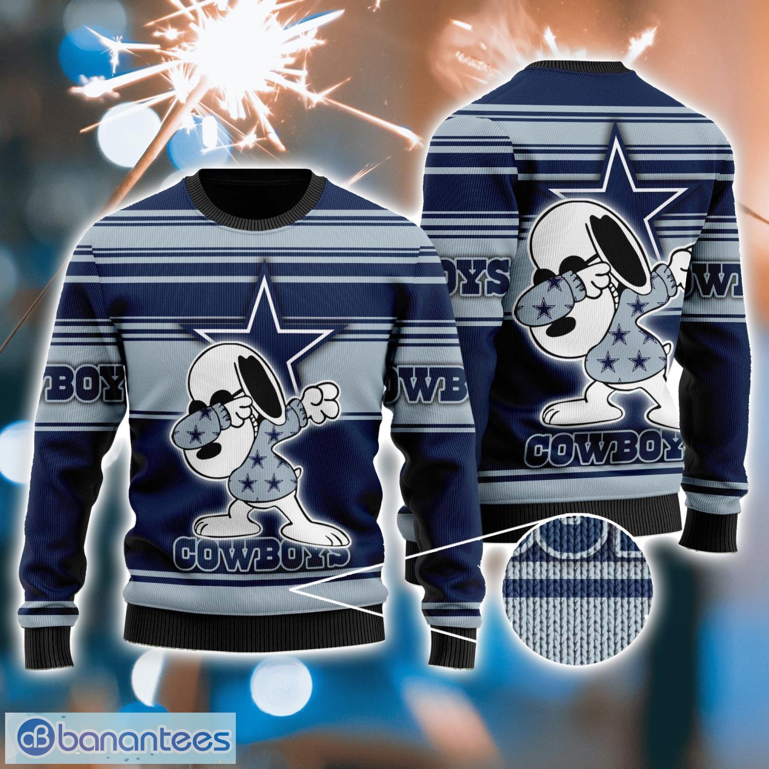 Dallas Cowboys Snoopy Dabbing 3D Ugly Christmas Sweater - USALast