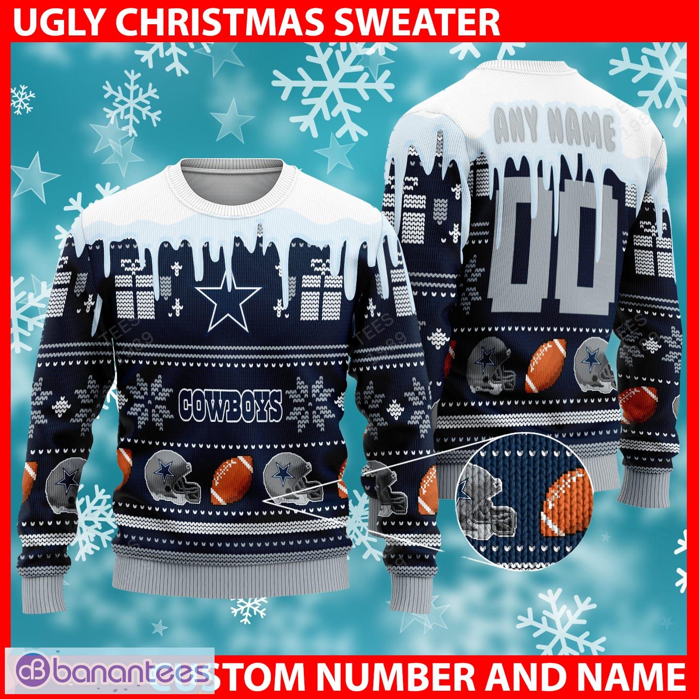 Dallas Cowboys Nfl Woolen 3d Ugly Christmas Sweater Custom Number