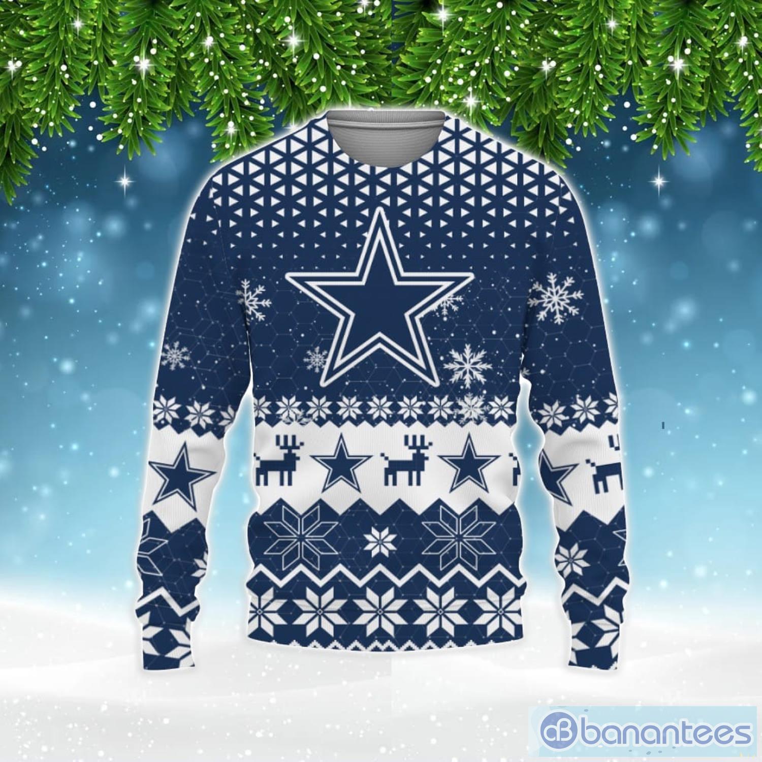 NFL Dallas Cowboys Custom Name And Number Christmas Gift For Fans Ugly  Christmas Sweater - Banantees